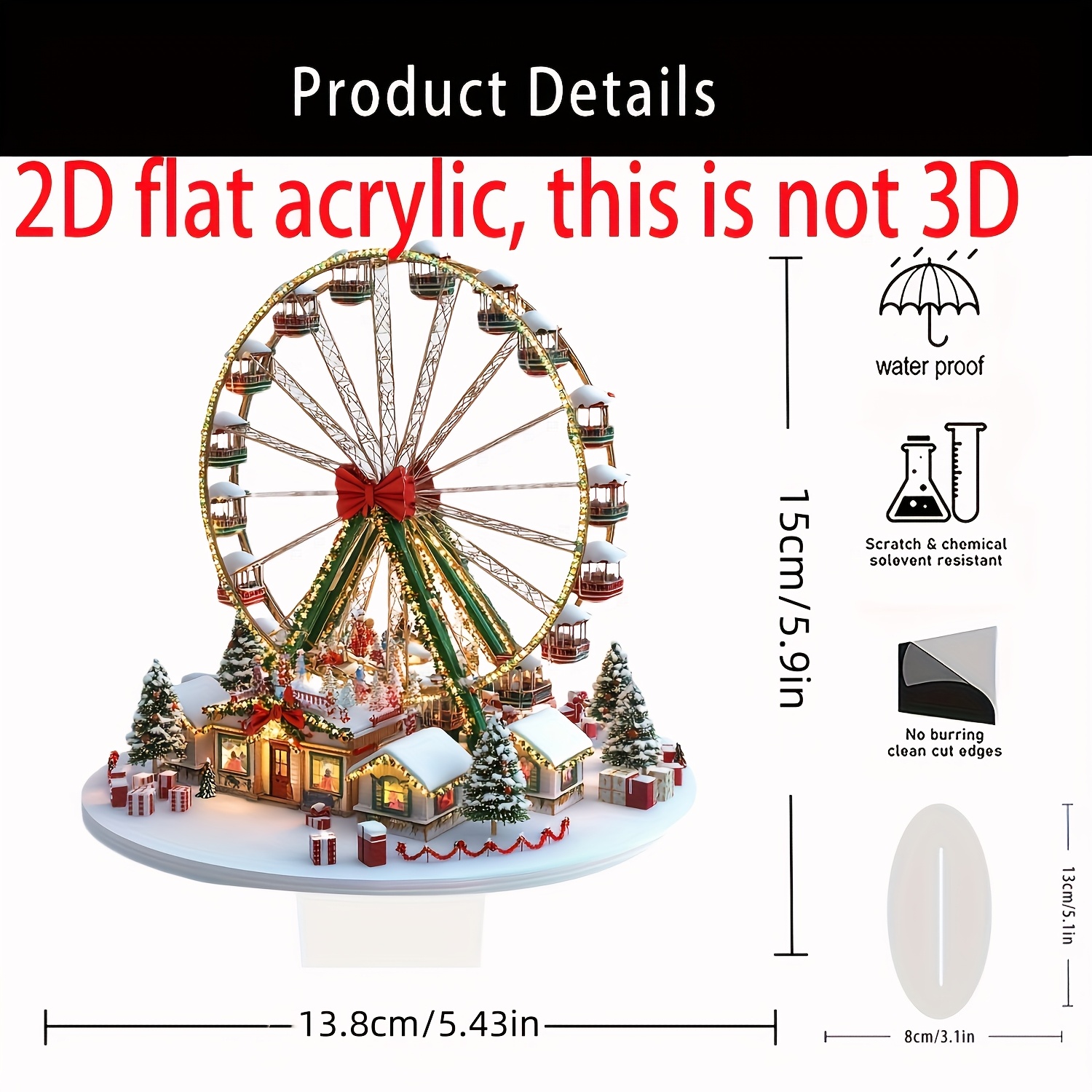 TEMU 1pc de Mesa de Natal em Acrílico Boho - Arquitetônica para, Escritório, Quarto, Café - Edifícios, Sem, para de…: retailer-supplied image