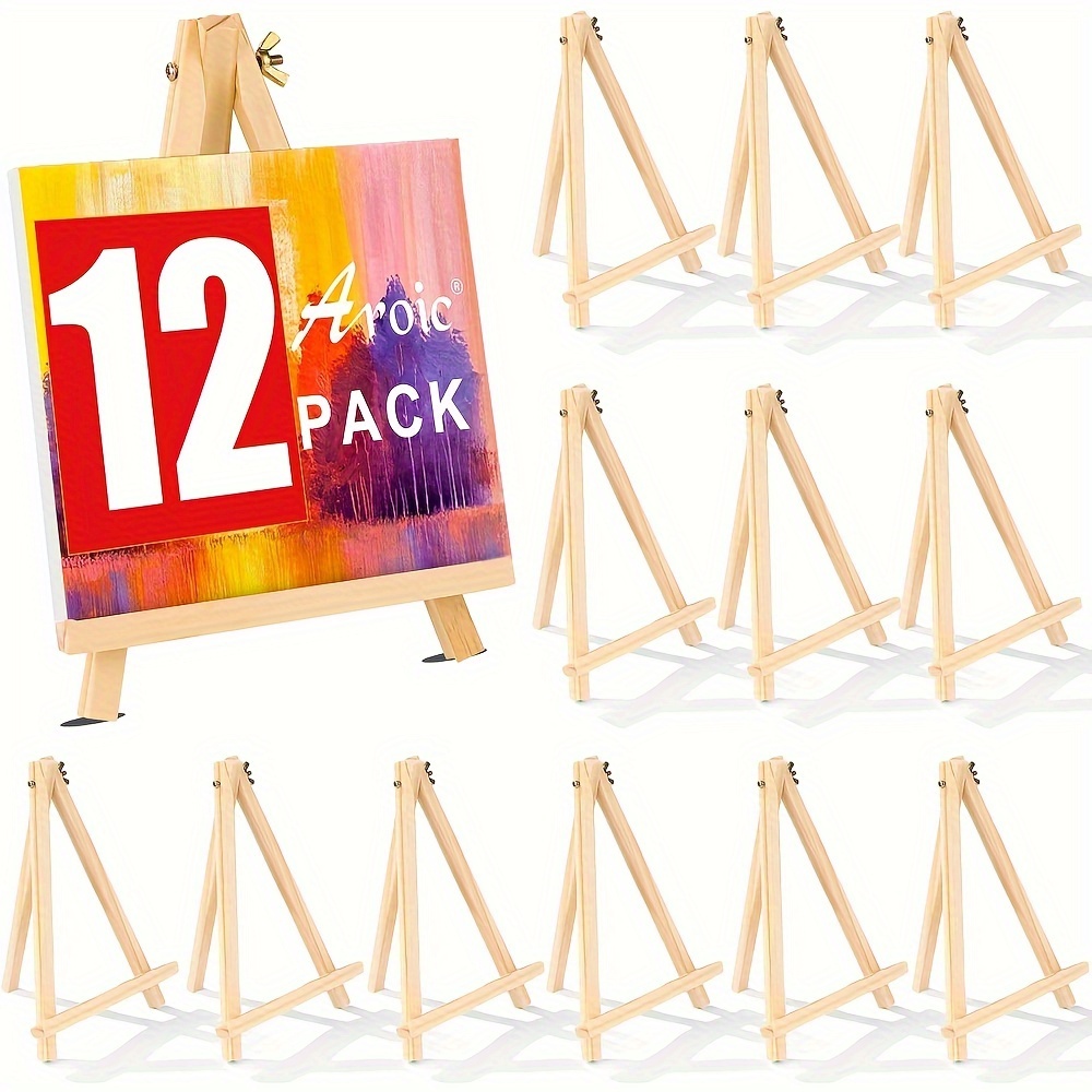 

12 Pack Wooden Easels 9 Inch- Tabletop Display Tripod For Canvas, Painting, Art & Crafts, Picture Holder Wooden Easels Stand