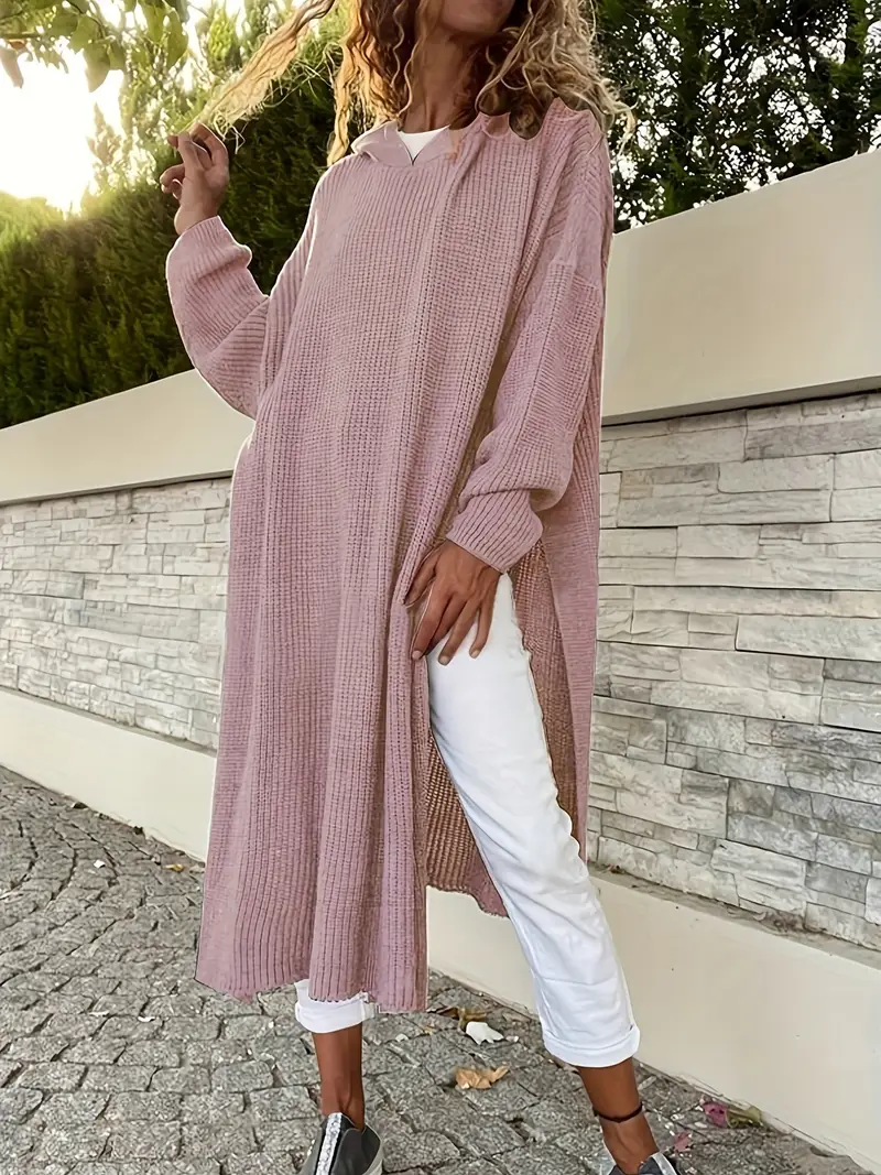 womens 2024 autumn winter hooded slit long sweater dress - Temu womens 2024 autumn winter hooded slit long sweater dress - Temu