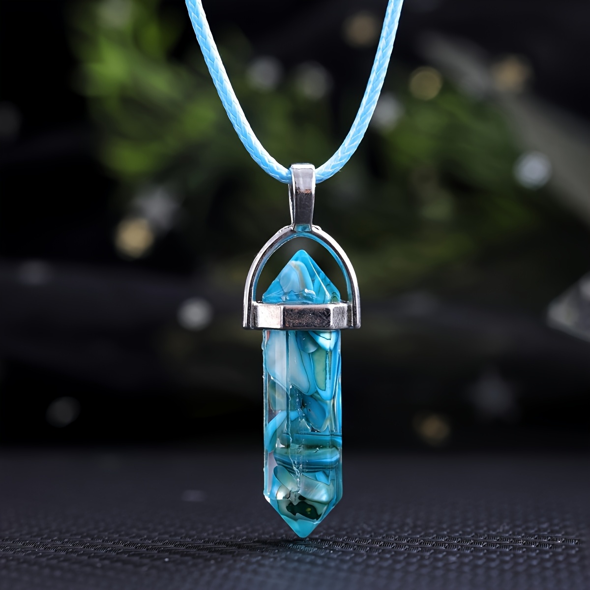 12pc Multi-Color Resin Hexagon Pendant Necklace Set