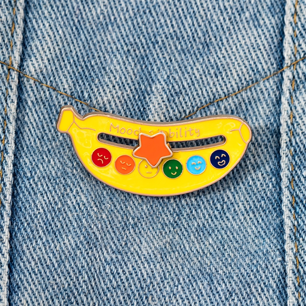 

Alloy Enamel Banana Mood Ring Brooch Pin, Cartoon Fruit Lapel Badge, Decorative Pin For Bags & Jackets, Unique Jewelry Gift