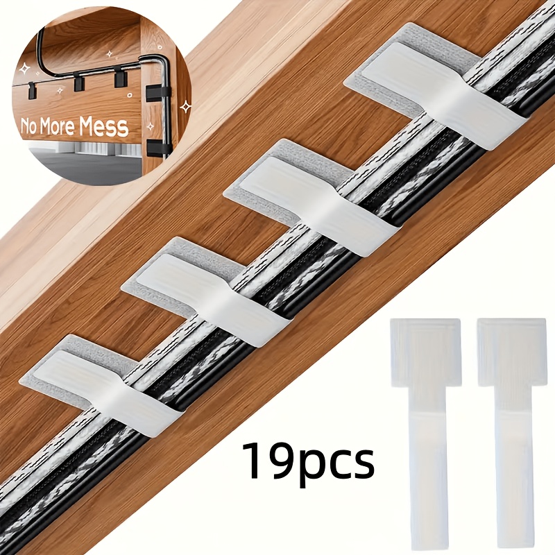 TEMU 19pcs Self-adhesive Heavy-duty Cable Ties, Multi-functional Hook And Loop Fastener Cable Ties, Reusable Cable Organizers For Of Computer/data