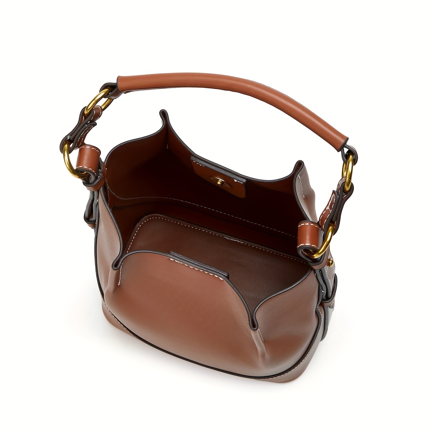 chic bucket bag women versatile synthetic leather shoulder