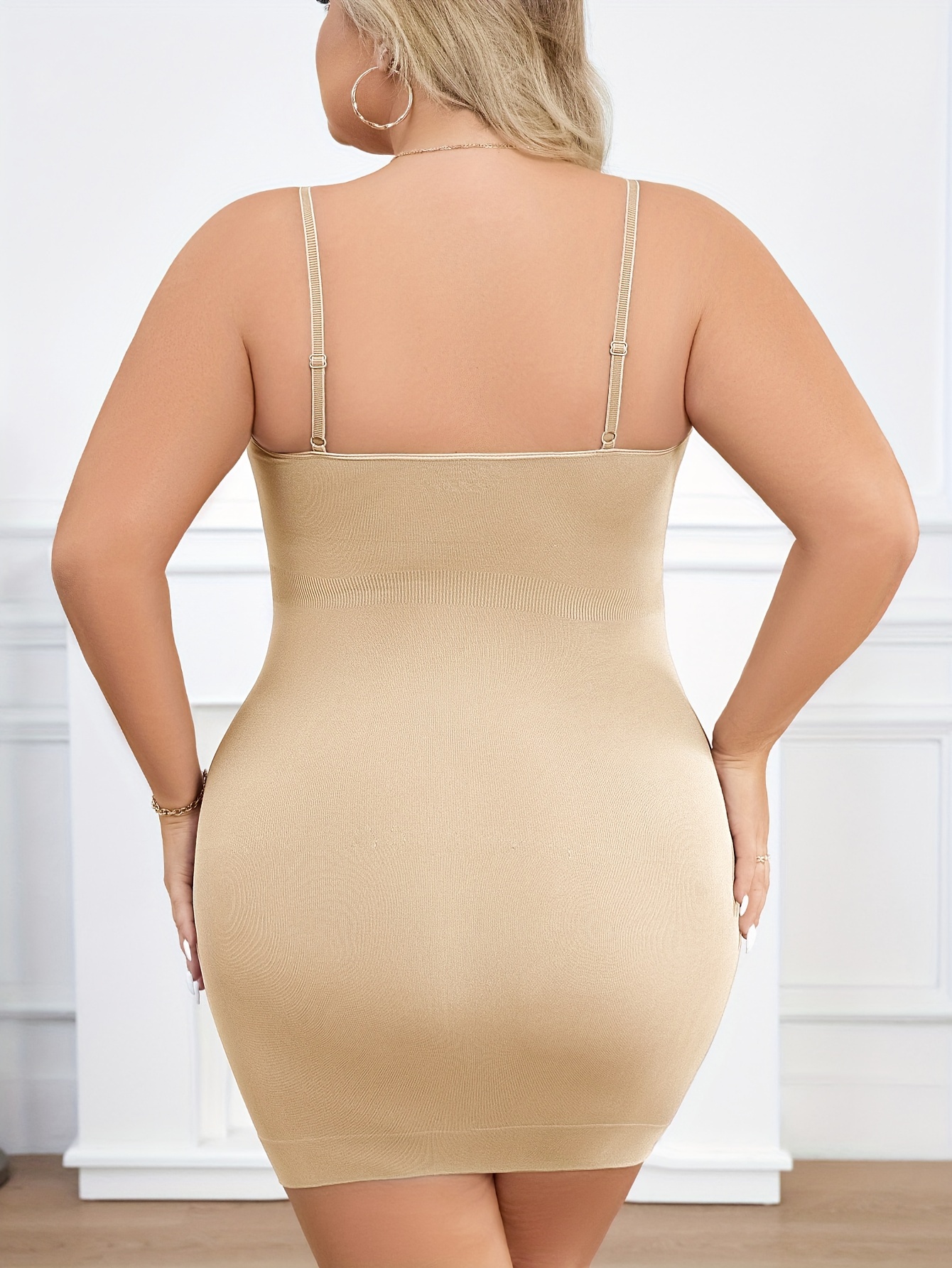 Women s Plus Size Slip Shapewear Dress Built in Bra Body Shaper With Adjustable Straps Seamless Tummy Control Slimming