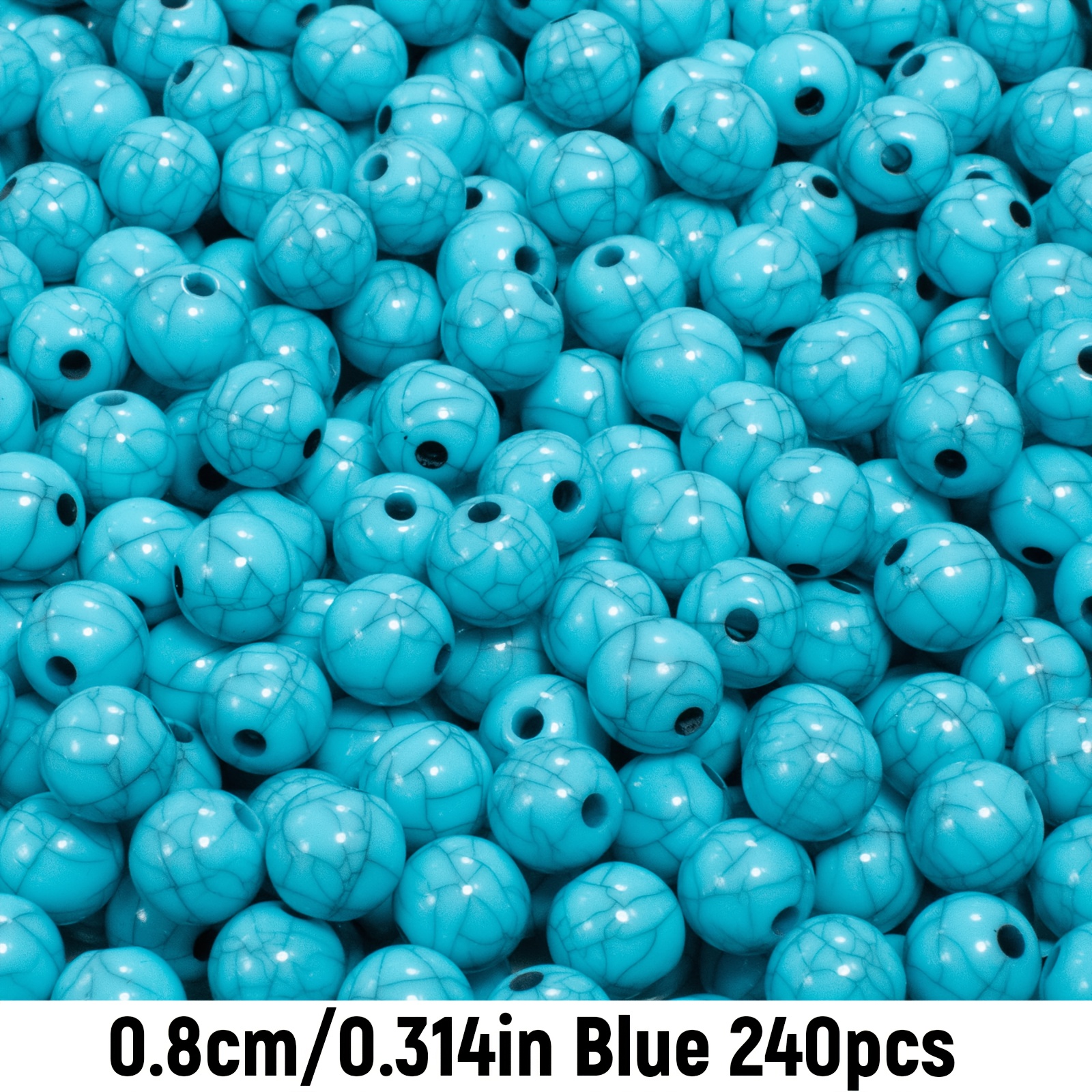 E-shop 480 Stk./240 Stk. 6mm/8mm Acryl Blaue Rissperlen für Schmuckherstellung Armband Halskette Materialien