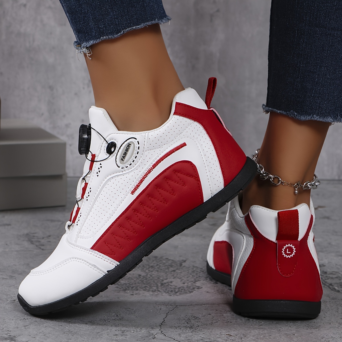 

Women's Rotating Button Sneakers, Casual Low Top Outdoor Shoes, Comfort Walking Sporty Trainers