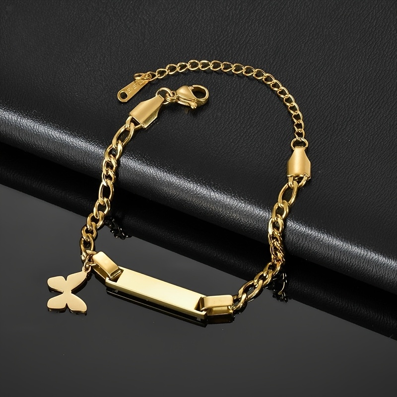 Image of Custom Laser Engraved Name Stainless Steel Bracelet, Engraved Bracelet Straight Row With Crown, Heart, Star, Jewelry, Suitable For Valentine's Day, Parties And Music Festivals, Gifts For Jewelry