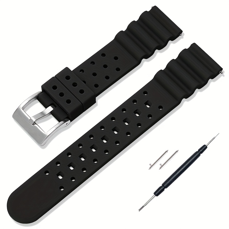 TEMU High Tensile Silicone Watch Strap, Quick-release, Breathable And Comfortable. Compatible With Smartwatches And Diving Watches. Available In 20mm