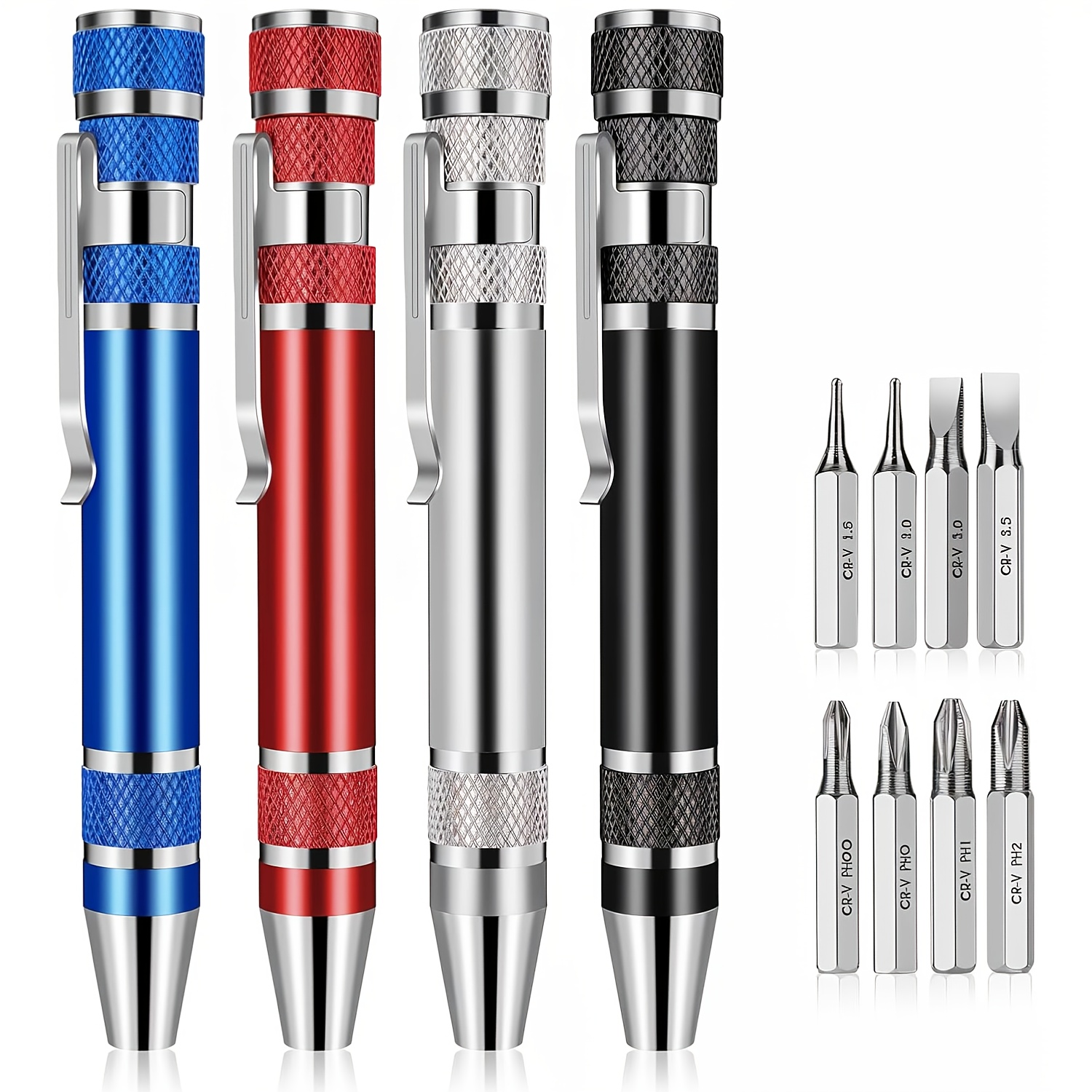 TEMU 4pcs Pen-type Screwdriver Set, Aluminum Alloy Manual Phillips And Flathead Screwdriver