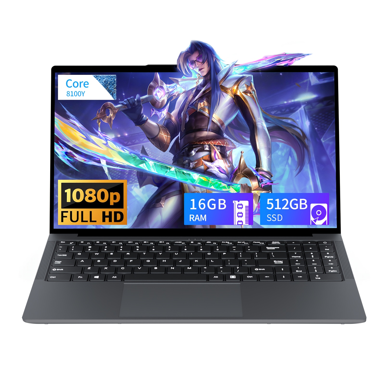 15 6 inch laptop 16gb   512gb ssd 1920 x 1080 fhd ips display   core processor usb c port tf card slot usb 3 0 mini hdtv wireless webcam wi fi