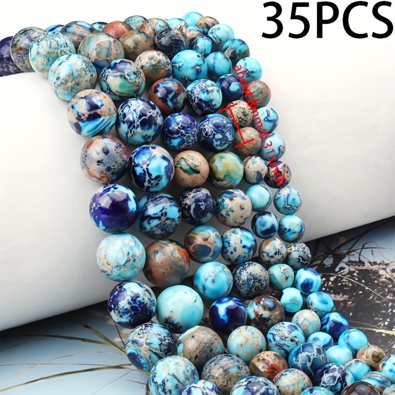 E-shop 50/35/25 Stück 6mm/8mm/10mm Naturstein Blau Imperial Lapis Polierter Runder Künstlicher Edelstein, Verwendet für Valentinstagsarmband, Halskette