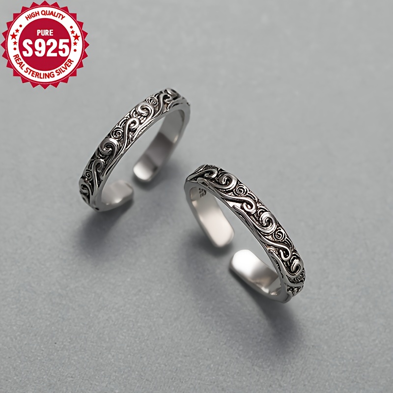 

925 Sterling Silvery Couple Rings - Hypoallergenic, Vintage- For Casual Attire & Valentine's Gift With Anti-tarnish Box