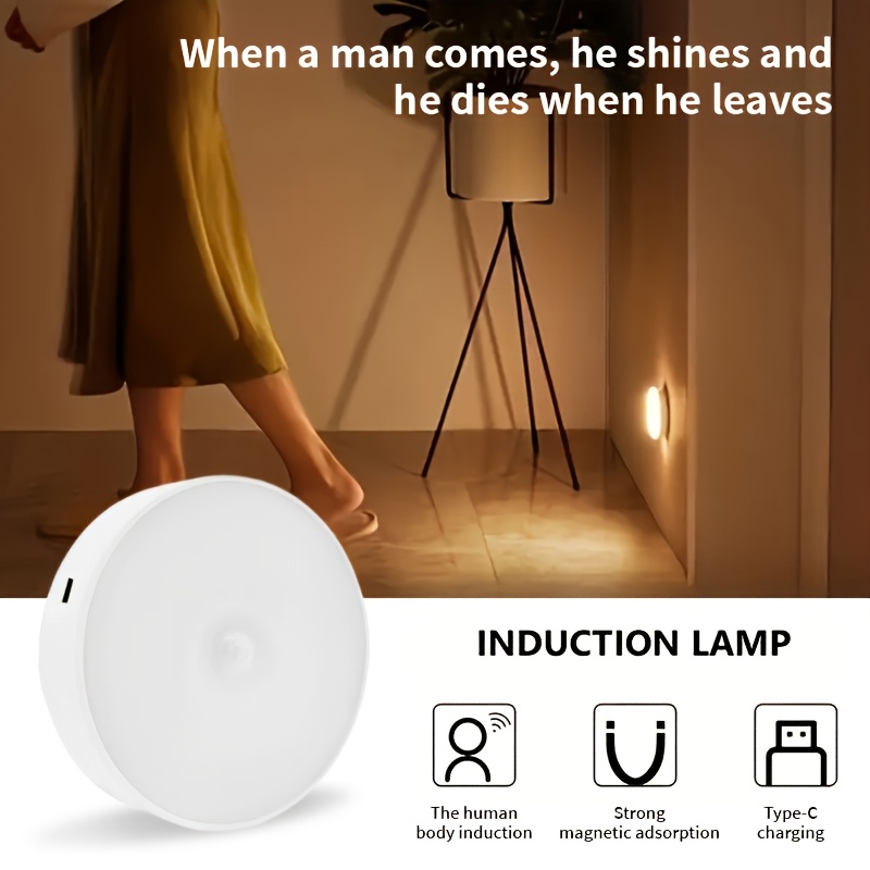 1pc/2pcs 8LED Night Light, Motion Sensor Night Light - Ultra-sensitive PIR detection for instant on/off - Energy efficient, from dusk to dawn - Perfect for bathrooms, bedside tables, stairs, hallways, cabinets - Hassle-free installation