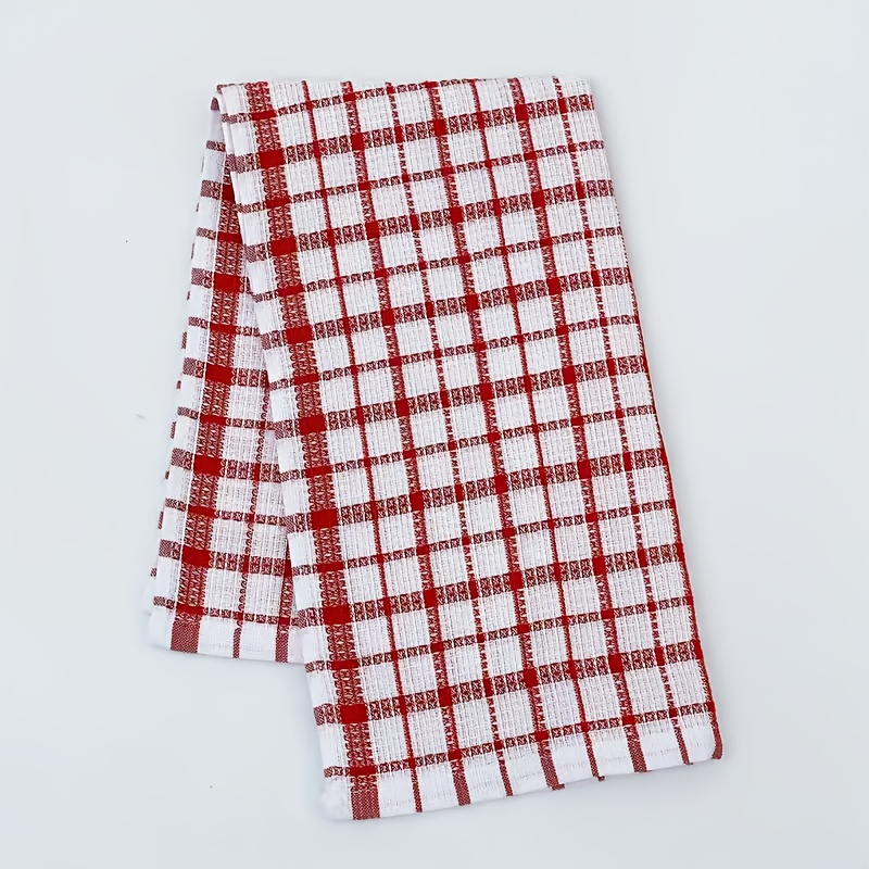 Red Plaid Waffle Clean Cloth - Soft Absorbent Dish Towel - Multi-Color Options, Household Kitchen & Bathroom Multi-Purpose Wiping Cloth