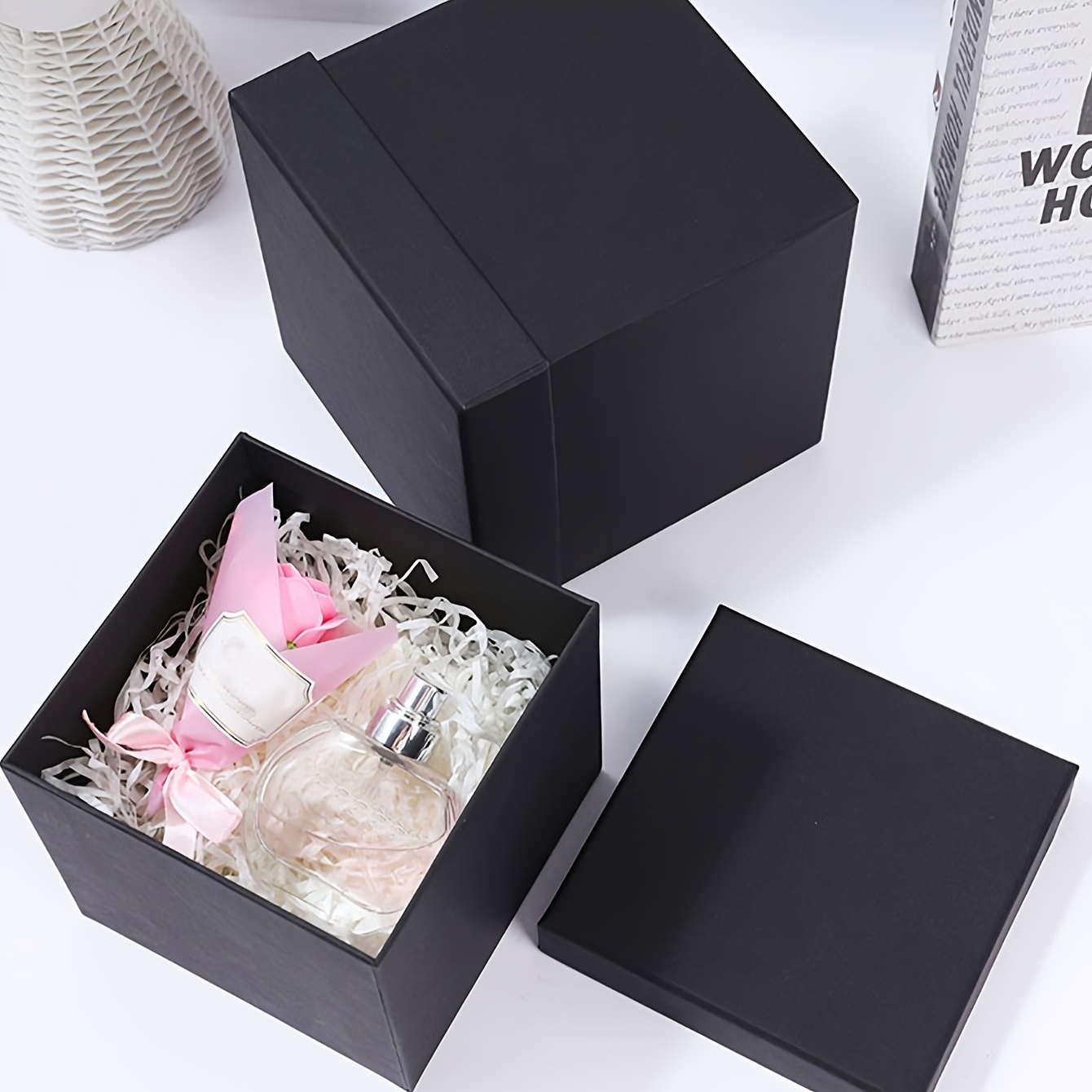 

1pc Elegant Gift Box With Pink Ribbon - Ideal For Weddings, Holidays, Graduations, Birthdays & Parties - Paper Packaging With Multiple Compartments, Box|elegant Presentation|decorative Interior