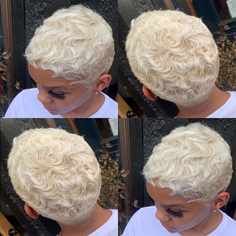 Perruque Courte Femme - Blond Cuivré Clair - Synthétique, Bonnet Moyen, Raie Libre