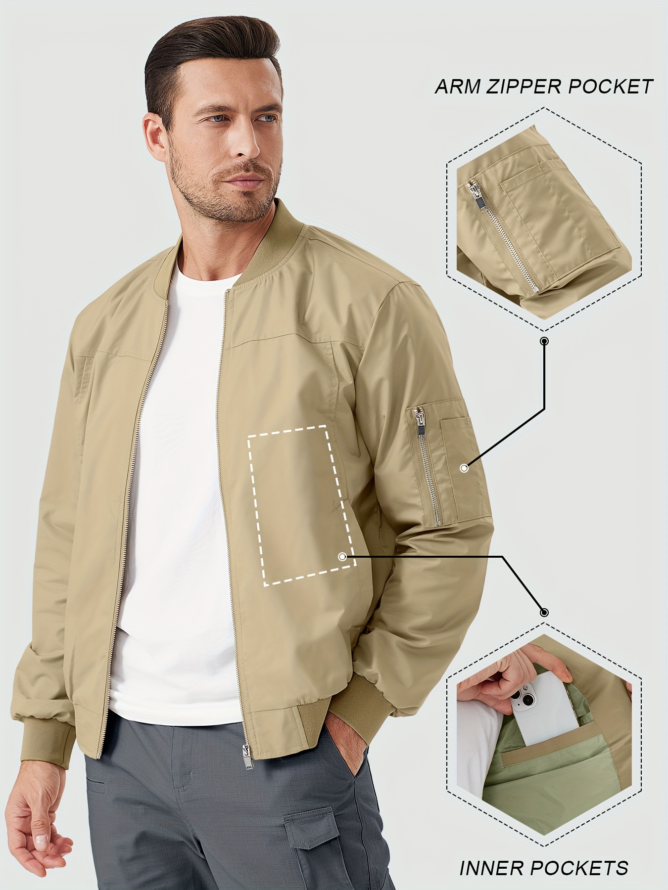 khaki jacket sold on Temu United States