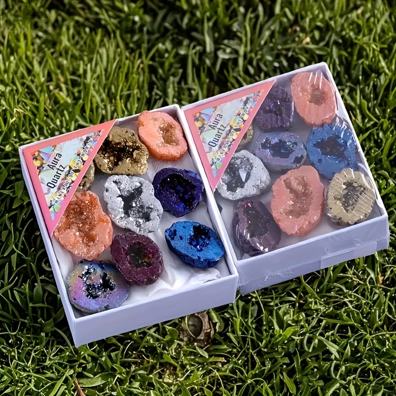 1 Set Natural Stone Agate Electroplated Original Stone Multicolor Irregular , Mineral Specimen Educational Display Gift Box, In Jewelry Decoration (beautiful Random Color)
