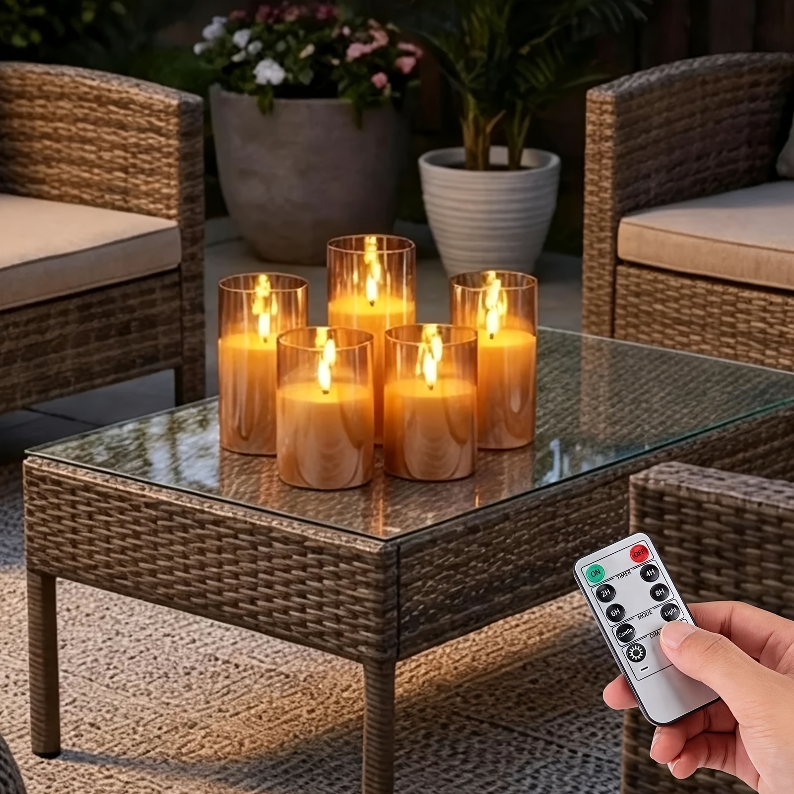 5-Pack Remote Control LED Flameless Pillar Candles with Timer Function