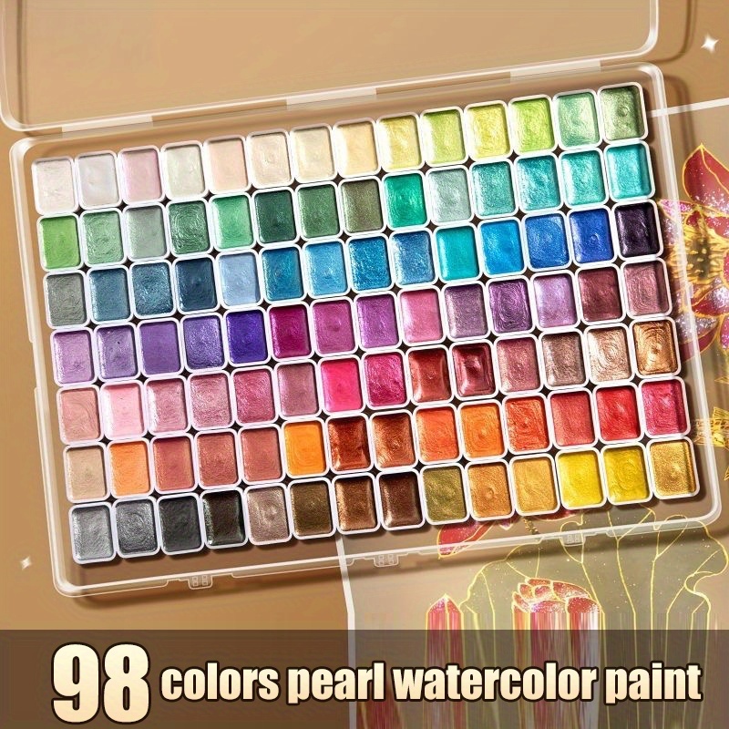 98-color Solid Opaque Pigment Set - Chinese Style Pearl Watercolor - Portable Sketching Tool For Art Students - For Adults