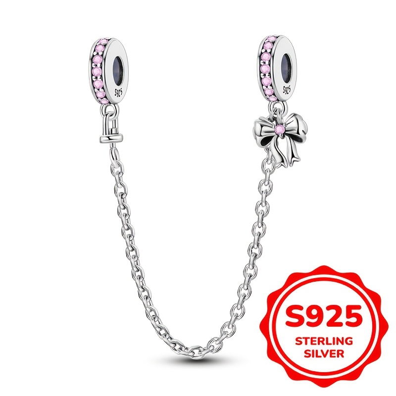 

A 925 Bow-shaped Safety Chain With A Plug Design, Suitable For Original Bracelets, Necklaces, And Diy Projects. An Gift Girls' Engagements And Birthdays, Weighing 3 Grams.