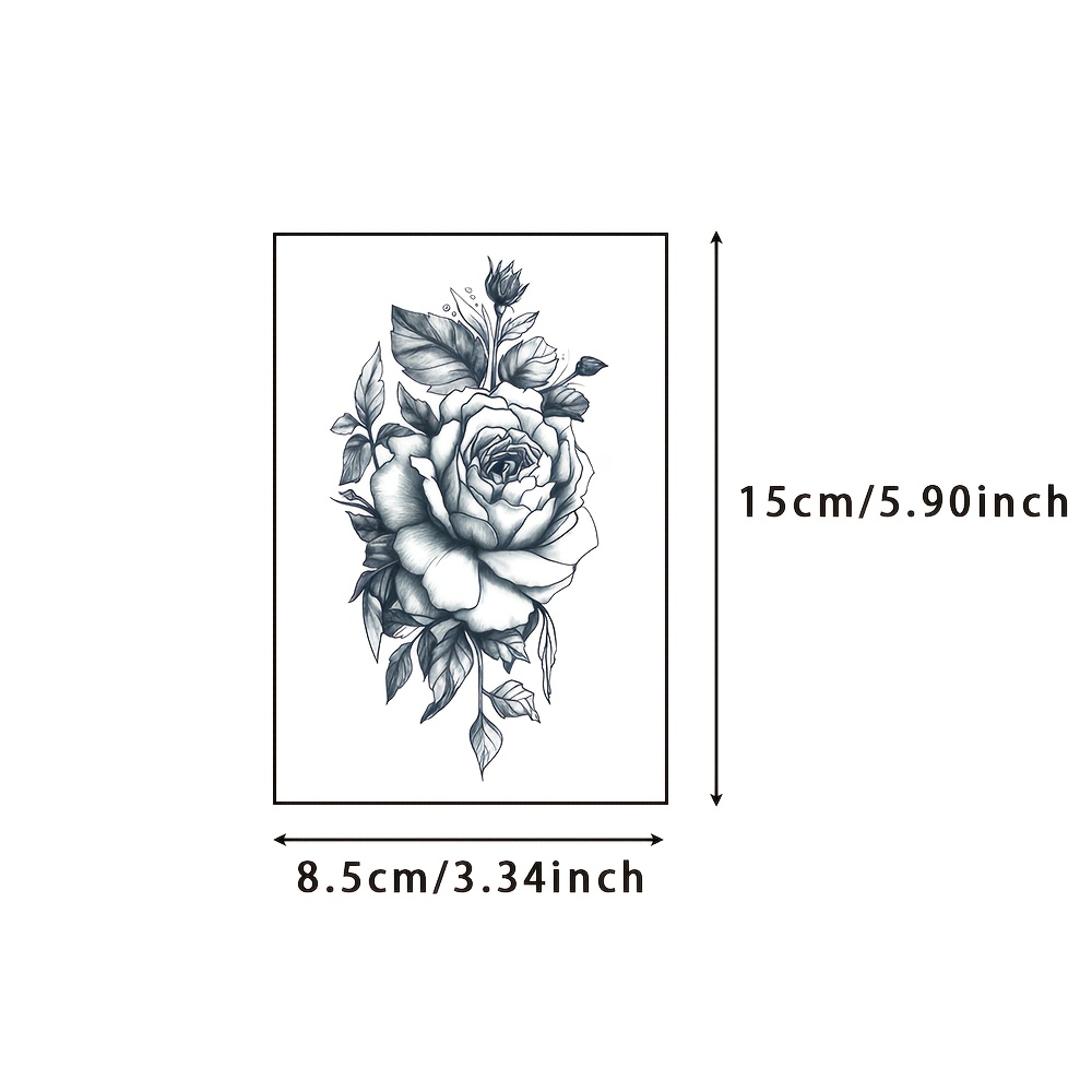 Image of Rose Hand Back Temporary Tattoo Sticker, Herbal Tattoo Sticker, Realistic And Long-lasting, Waterproof And Friction-resistant, Lasts 7-15 Days