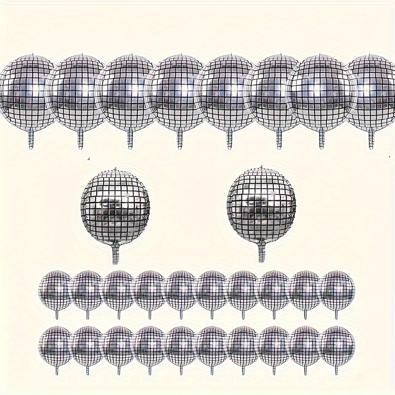 

30-piece Silvery Disco Ball Mirror Balloons - Perfect For 70s & 80s Themed Parties, Birthdays, New Year's & Weddings - Versatile Decor For Indoor Celebrations