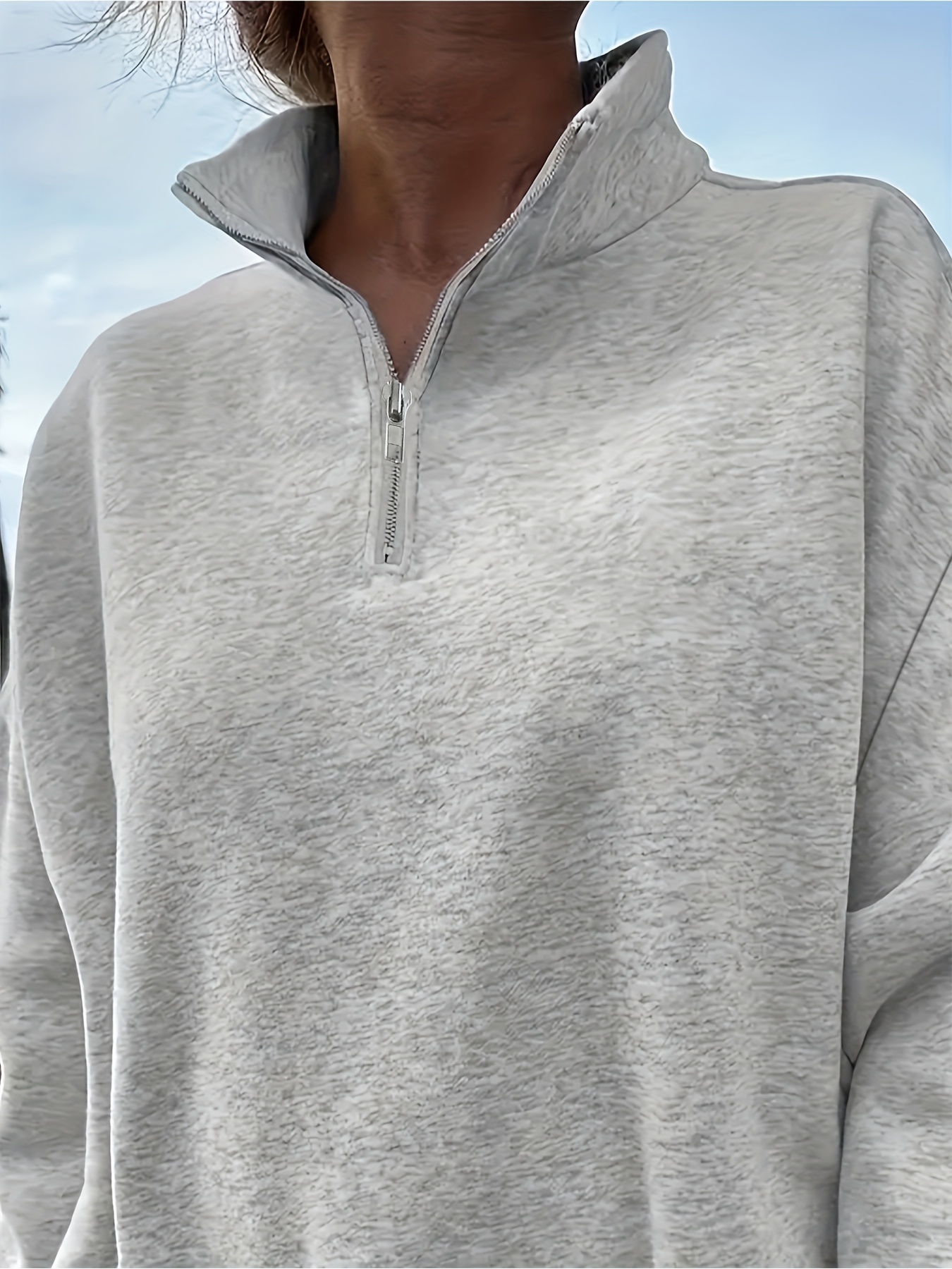 womens casual solid color half zip sweatshirt soft Temu Saudi Arabia