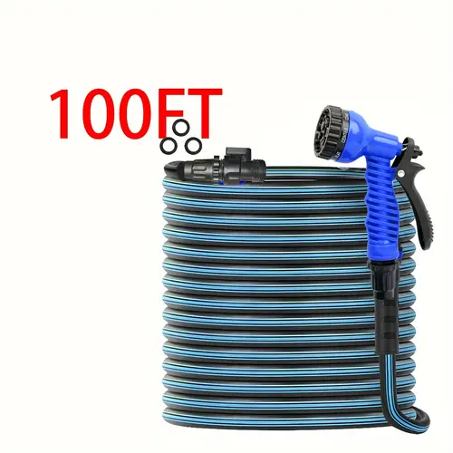 100ft heavy duty garden hose for cleaning gardening lawn care watering equipment for forestry gardening car and pet washing spray garden hose with 7 multi functional spray nozzles