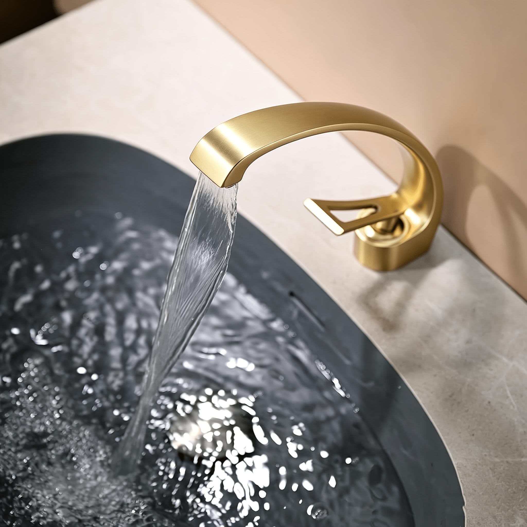 Washbasin Mixer Tap Brushed Golden Bathroom Sink Tap Waterfall Bathroom Mixer Tap For Bathroom