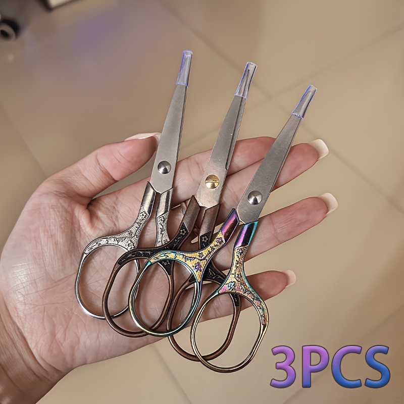 TEMU 3pcs Light Luxury Vintage Carved Embroidery Scissors! High-precision Stainless Embroidery Scissors For Cutting Threads And Seam Rips, Portable