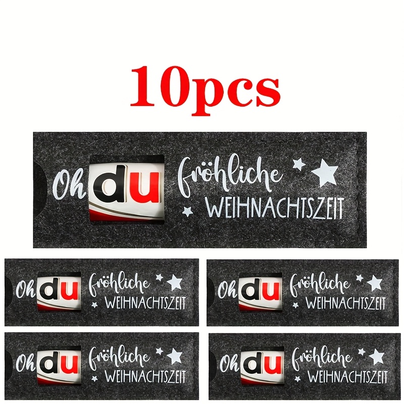 Image of German Christmas Gift Bag, "oh, Merry Christmas Season" In German, Christmas Gift Chocolate Box Felt Gift Packaging, Christmas Gift, Santa Claus Gift