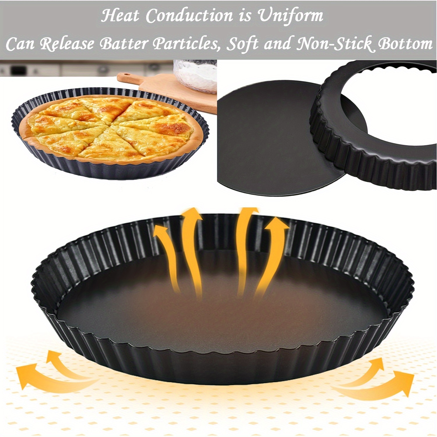

4 Set, 8.6 Inch Pie Pie Pan With Removable Bottom Notches, Round Non-stick Pan For Baking Pizza Mousse Cakes, Christmas Desserts