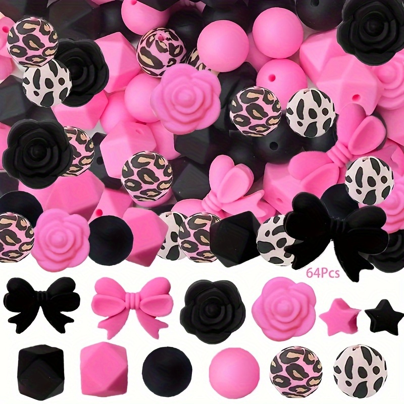 

64pcs For Diy Crafts, Keychains, And Jewelry Making - And Assorted (, , , Bow, ) - 15mm Spacer For Beading And Pen Decoration