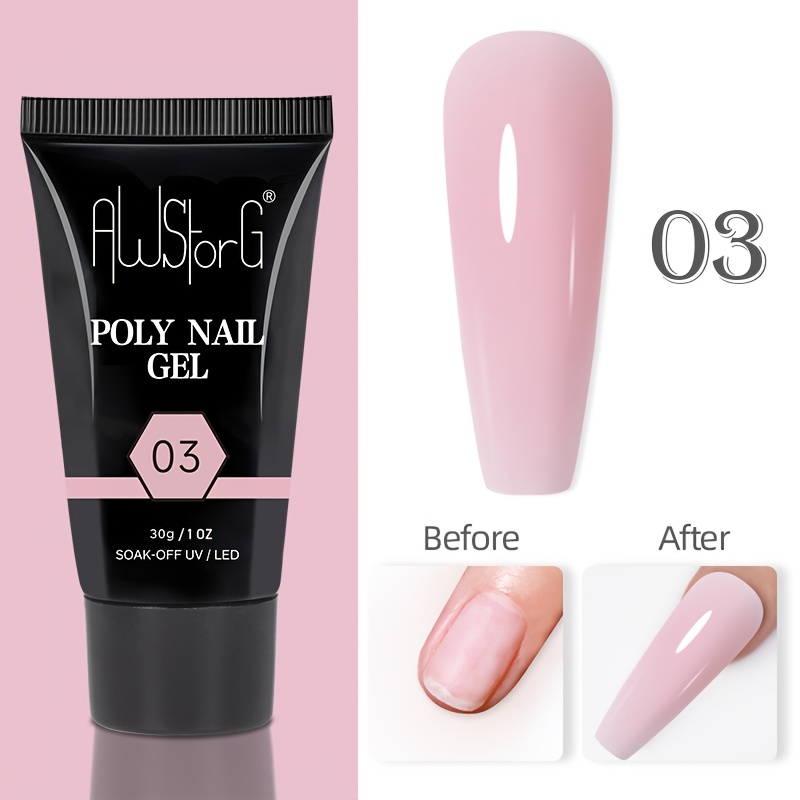 Awstorg 30g Solid Extension Gel Nail Build Poly Nail Acrylic Gel Naked Color Led Polish Gel For Extend Extension