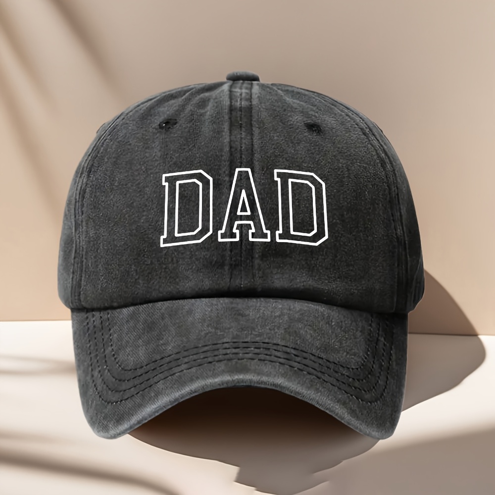 TEMU 1pc Vintage Washed Baseball , Hollow Team "dad" Minimalist Linear Family Text Print, Adjustable Back Closure, Multiple Colors Available, Simple