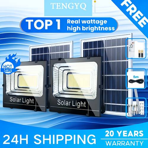 item picture solar led flood light outdoor with remote control ideal for yard garden garage patio camping energy flush mount lithium battery powered