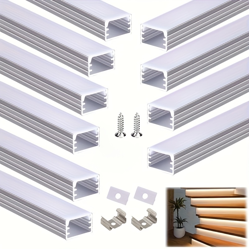 10pcs Set of 1-Meter U-Shaped Light Tracks with Diffuser Covers