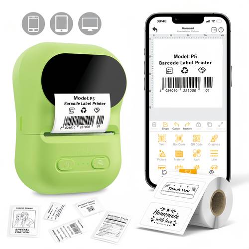 all in one portable label printer 1 paper roll usb rechargeable wireless thermal sticker printer for home office and retail organize with ease