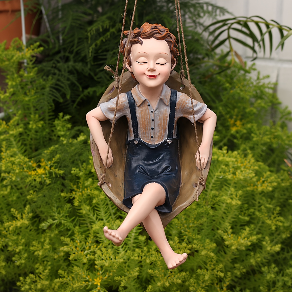 Image of 1pc Walnut Swing Boy, Garden , Outdoor Decorations, Resin Crafts, Pendant Garden Decorations, Creative Gifts, Holiday Accessories, Birthday Party Supplies, Birthday Gifts, Party Supplies