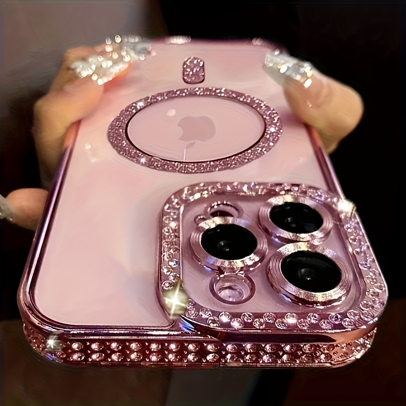 E-shop Handyhülle: 2025 Bling Glitzer Diamant Handyhülle für iPhone 17 16 15 14 13 12 11 Pro Air 16e Magnetische Kabellose Ladung Transparente