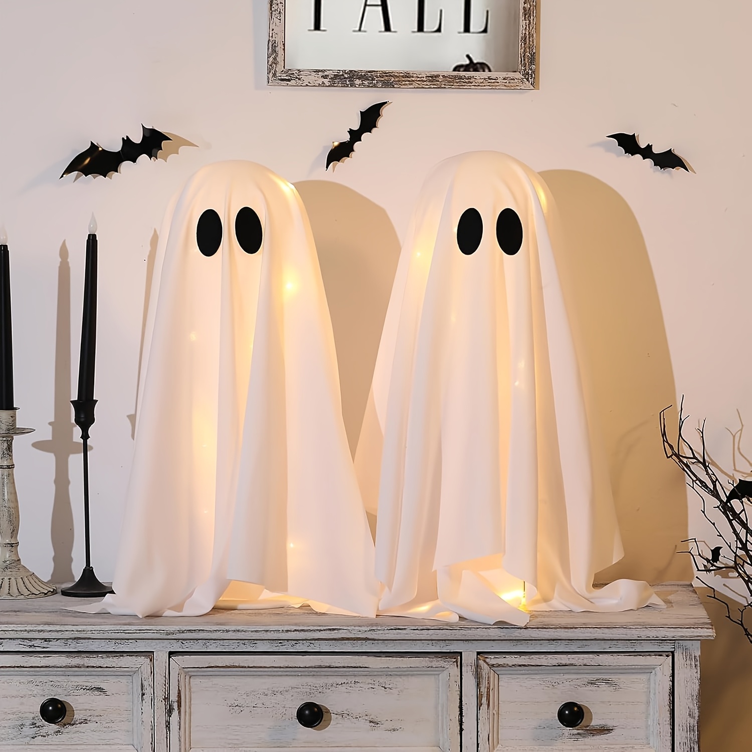 TEMU Light Up Halloween Decorations, Set Of 2 Diy Spooky Crafts, Scary For Halloween Decor Indoor Home Mantel Shelf & Tabletop Decor