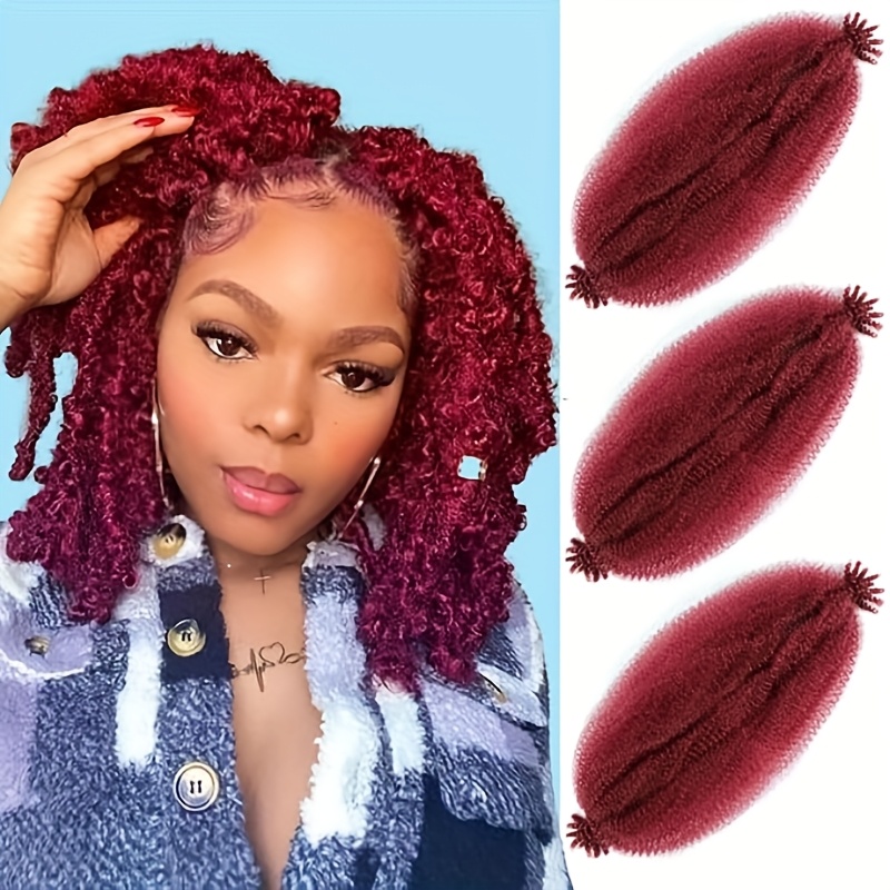 TEMU 3 Packs Twist Braiding Hair, 8 Inch Pre-separated Springy Afro Twist Hair Kinky Twist Crochet Hair Braids For Distressed Soft Locs Spring Twist
