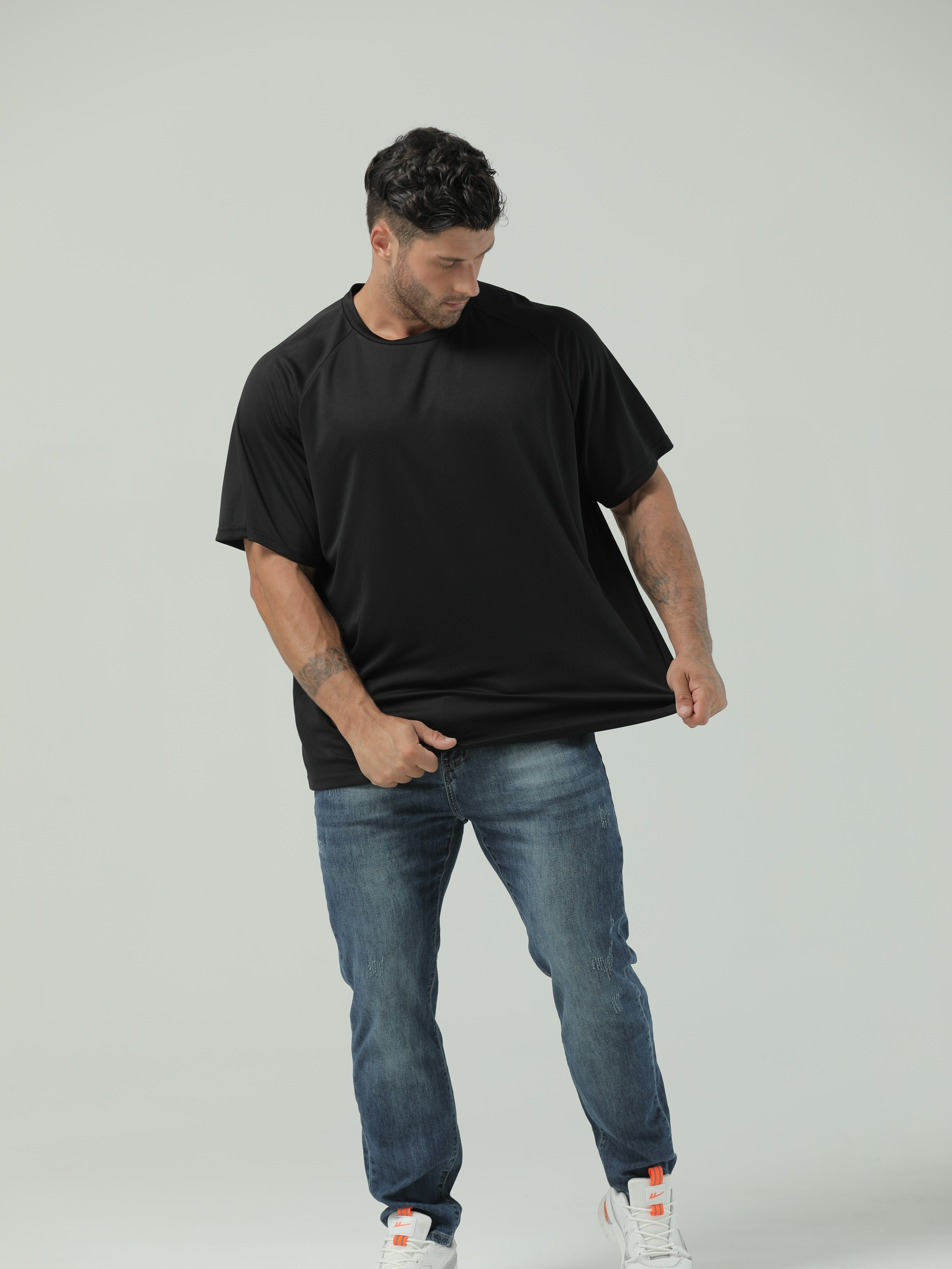 Plus Size Men's Breathable Quick Dry T-shirt For Sports, Men's Clothing