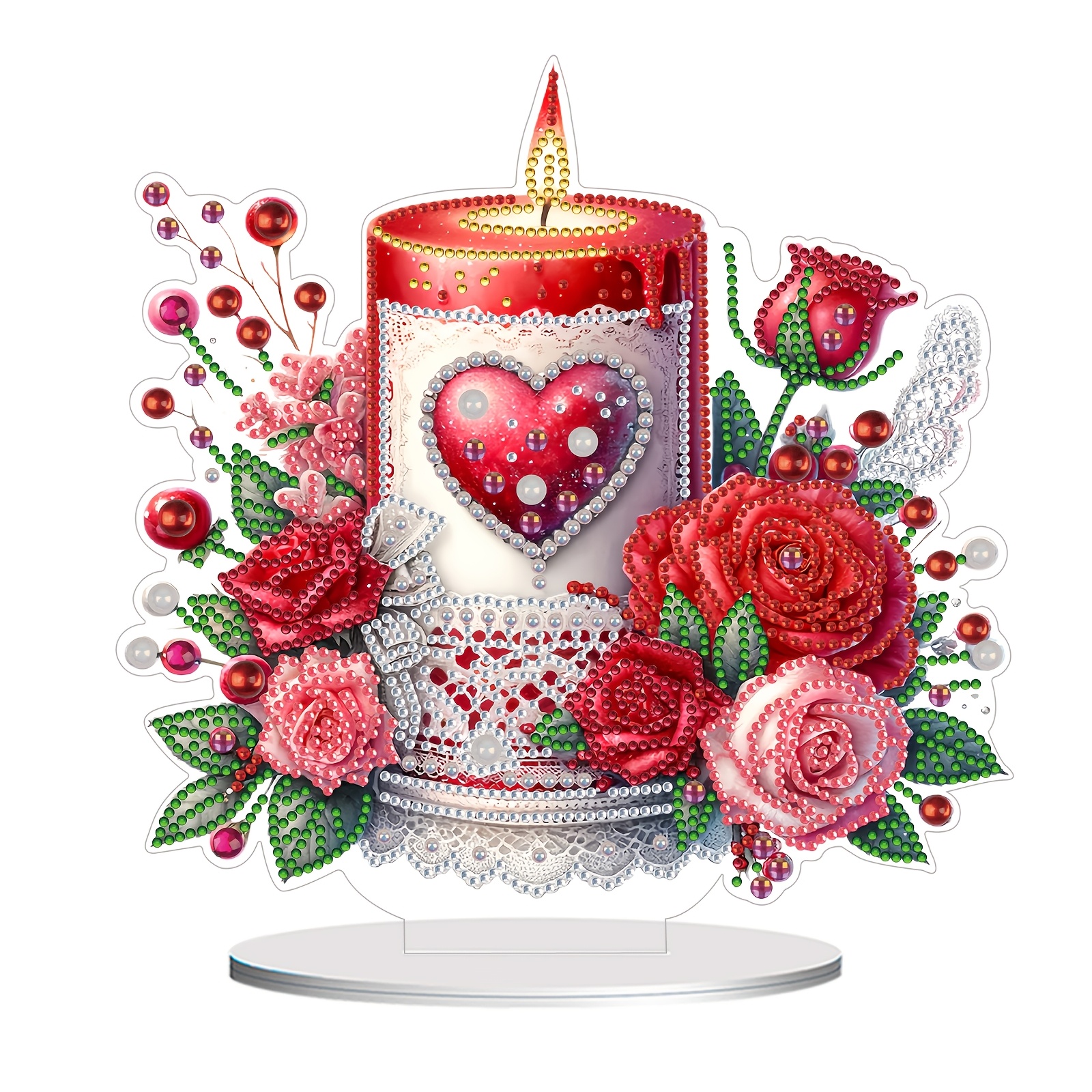 

Diy 5d Kit - & Candle Design, Acrylic Craft Ornament For Home Decor, Perfect Valentine's Day Gift