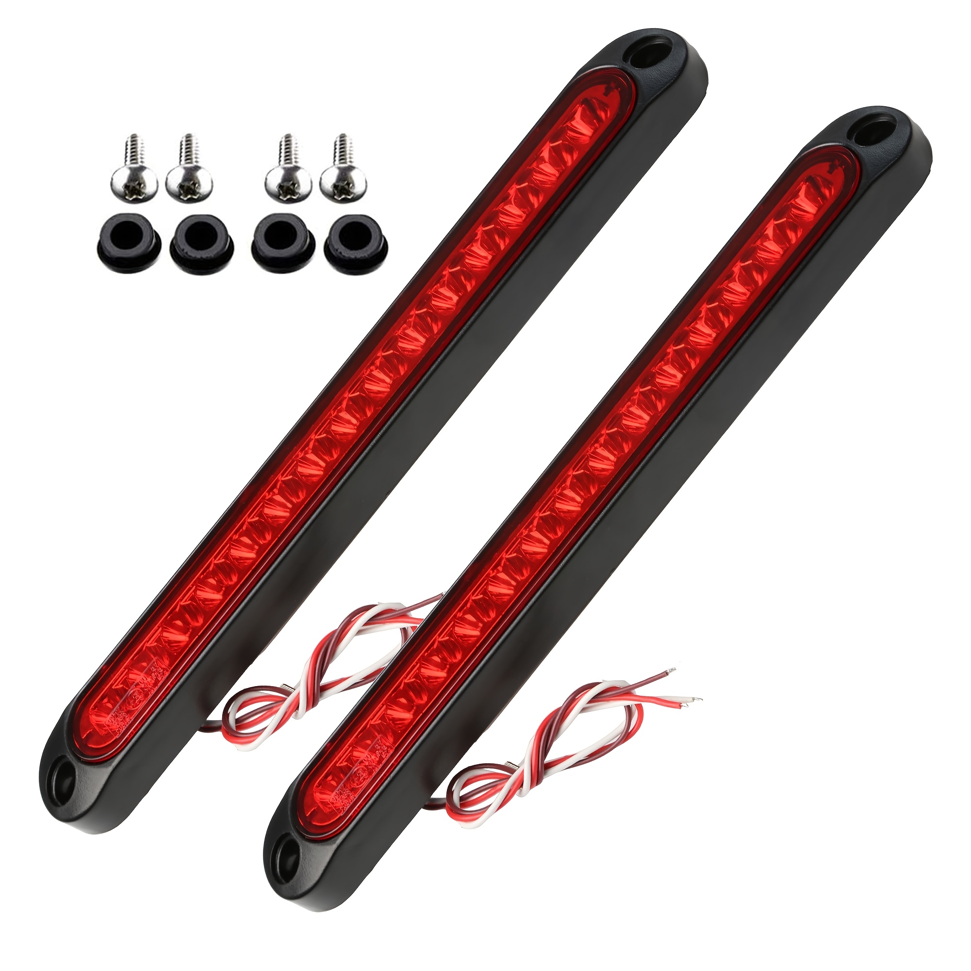 TEMU 2pcs 15 Led Trailer Tail Light Turn Tail Lights Assembly Brake Strip 12-24v Trailer Identification Light For Marine Boats Trucks Pickups