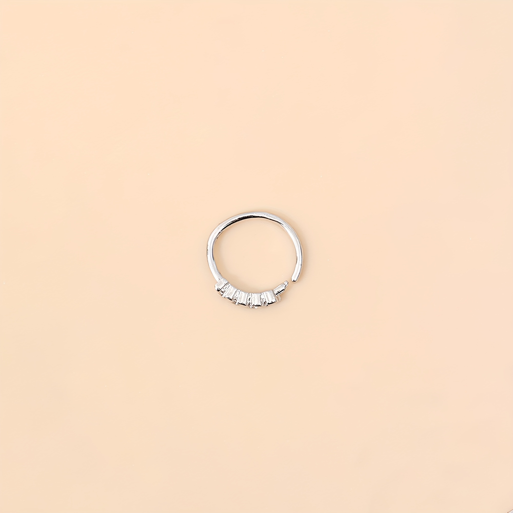 Minimalist Copper Inlaid Zirconia Rippled Nose Ring