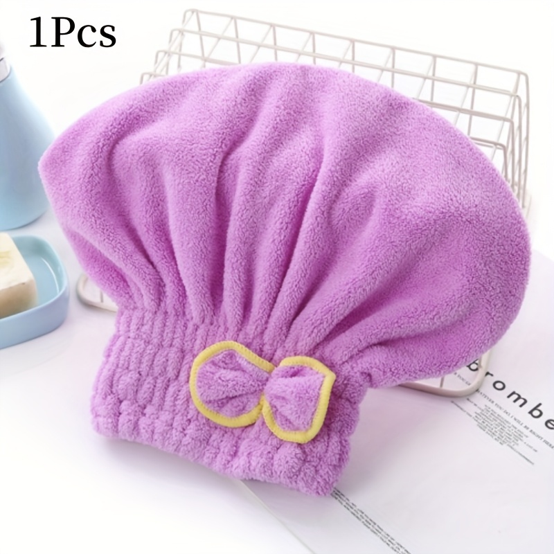 Hair Dryer Cap With Bowknot Coral Fleece Super Absorbent Quick-dry Towel Shower Cap