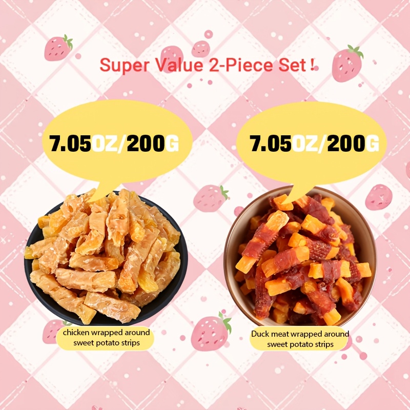 Image of 400g Dog Treats, Chicken Or Duck Wrapped In Sweet Potatoes, Suitable For Small Dogs, Medium Pets, And Large Dogs, Natural Health, High Protein, Easy To , Perfect Training Reward Snacks For Dogs