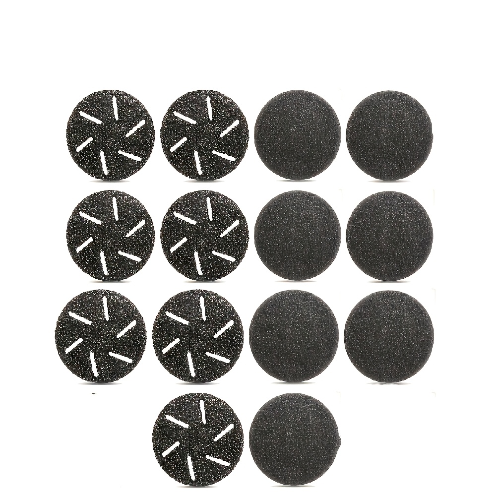 TEMU 14pcs Reusable Exfoliating Foot Roller Heads, With Coarse Sand And Fine Sand Quartz Stones - Hypoallergenic Plastic Replacement Pads, Dead Skin